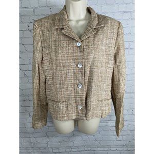 VTG Soiree Multicolored 100% Handwoven Silk 4 Button Blazer Jacket Womens M